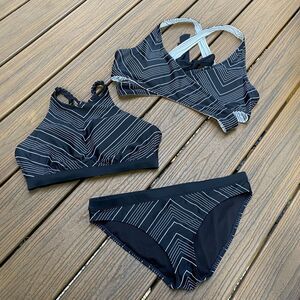Athleta Chevron Bikini Set (3) Color Black &‎ White